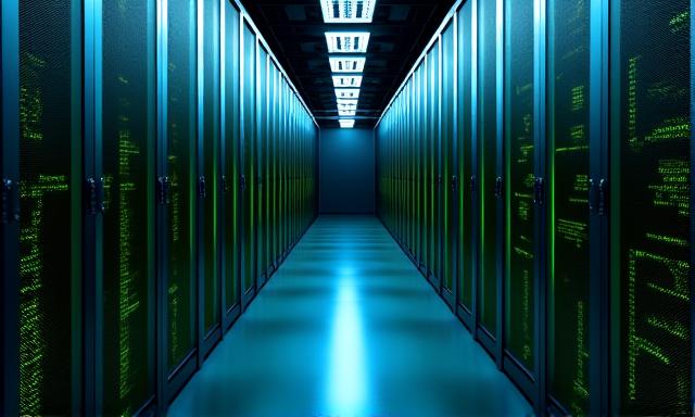 Secure server room with neon lighting
